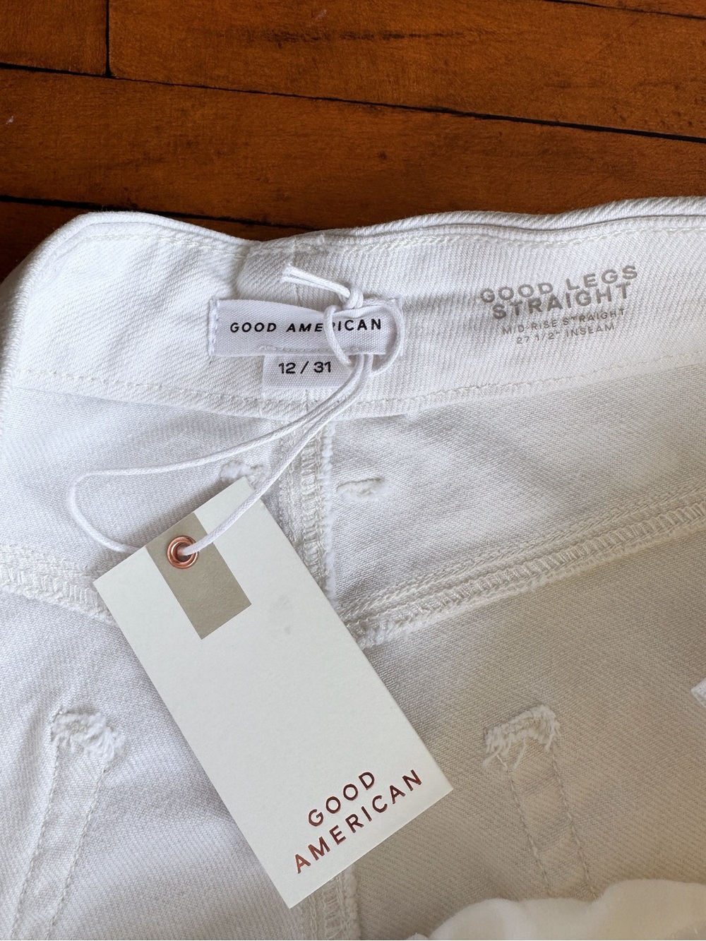 Sz 31 Good American White Good Legs Mid Rise Slim Straight Denim Jean NWT - Picture 3 of 8